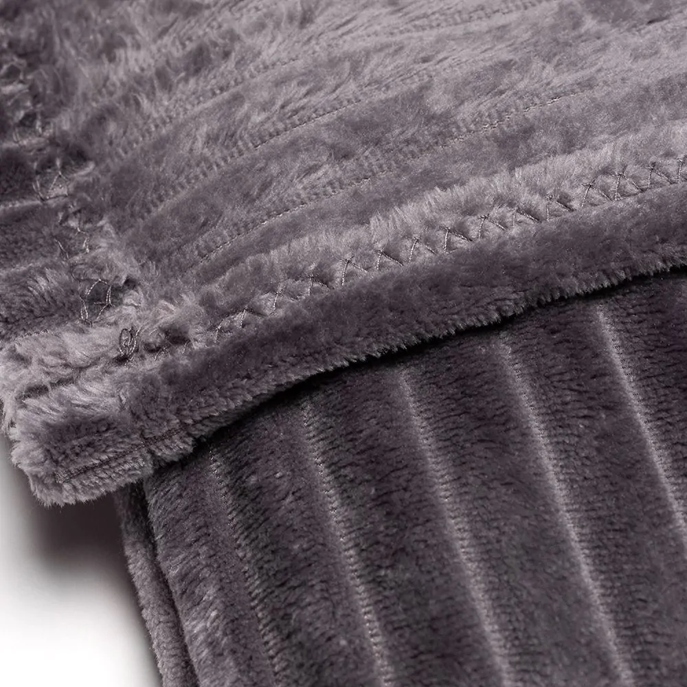 Luxury Ribbon Velvet Throw, Grey - Image 4