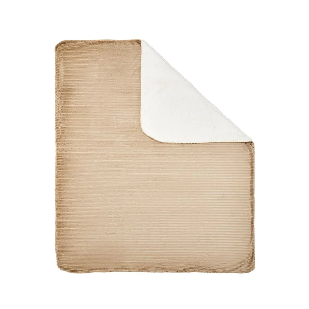 Luxury Ribbon Velvet Throw With Sherpa, Natural - Image 2