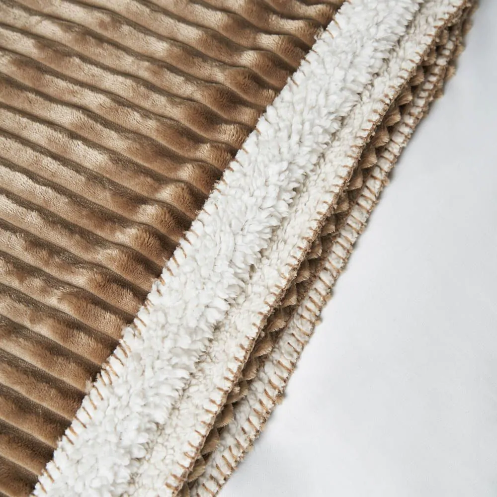 Luxury Ribbon Velvet Throw With Sherpa, Natural - Image 5