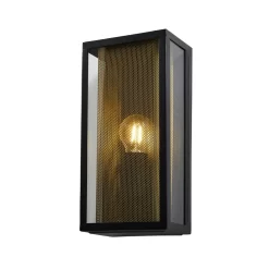Marco Outdoor Box Light With Brass Mesh, Black