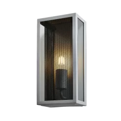 Marco Outdoor Box Light With Black Mesh, Silver