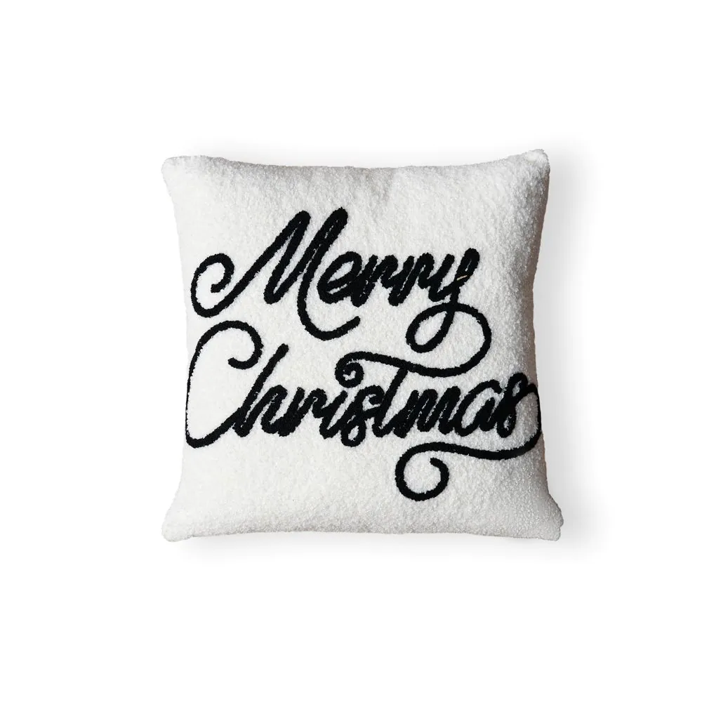Merry Christmas Tufted Cushion, Natural - Image 2