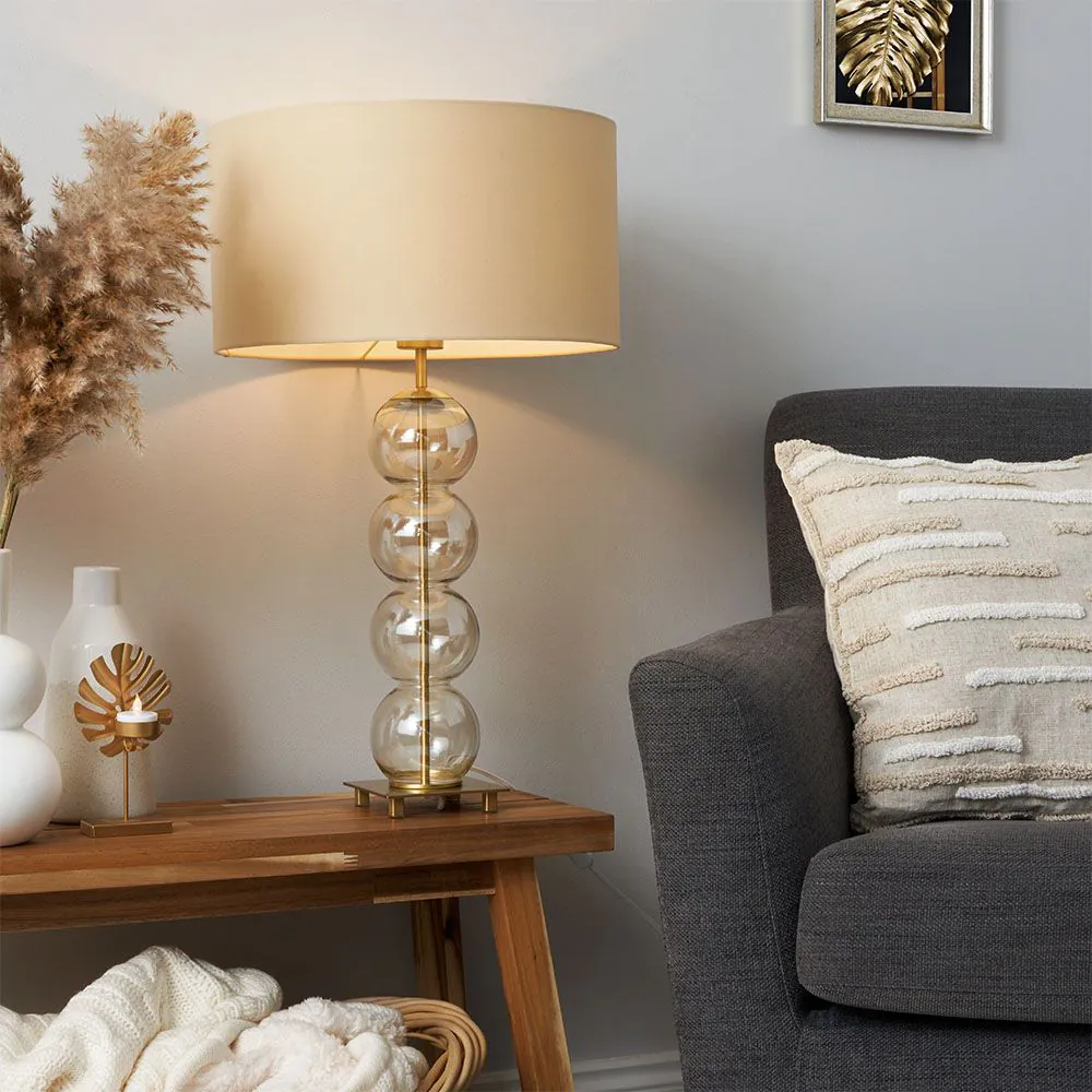 Metro Ball Stacked Table Lamp With Champagne Glass Base, Brass - Image 2