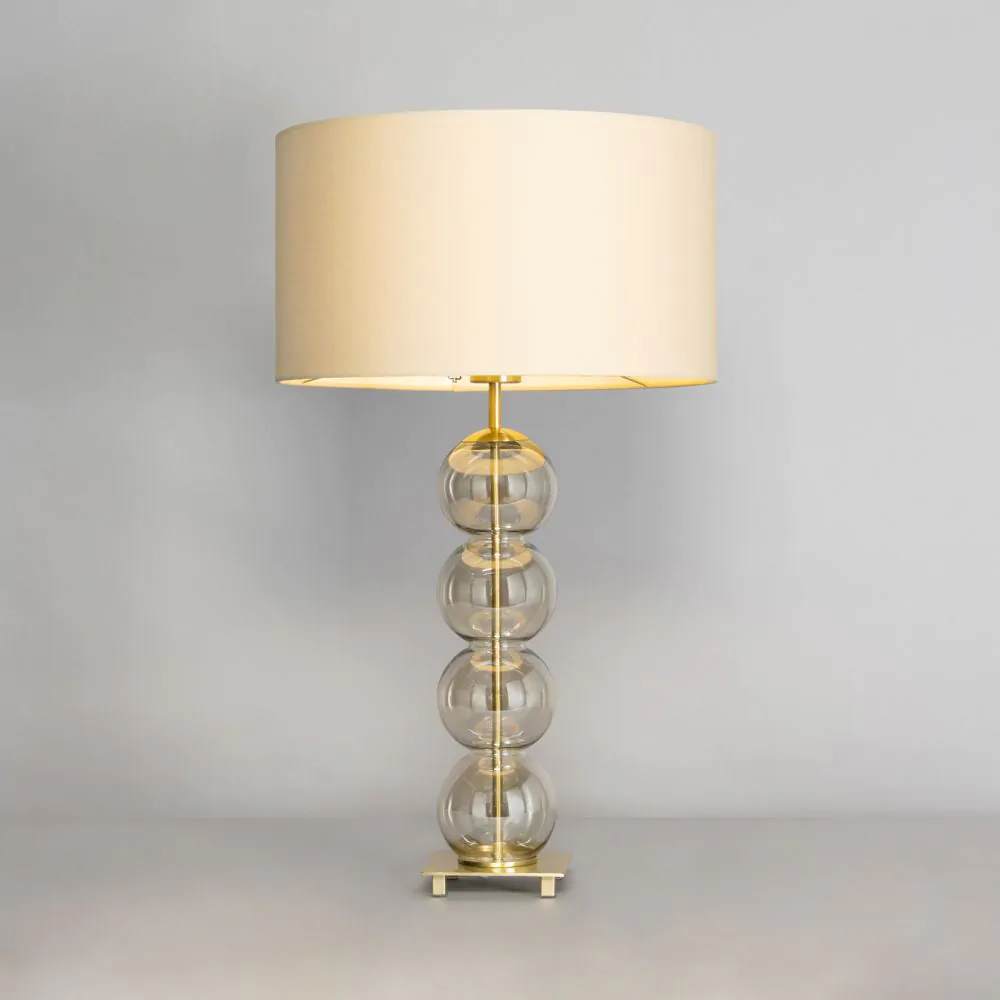 Metro Ball Stacked Table Lamp With Champagne Glass Base, Brass - Image 3