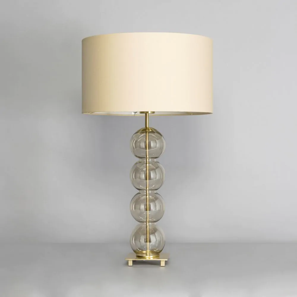 Metro Ball Stacked Table Lamp With Champagne Glass Base, Brass - Image 4
