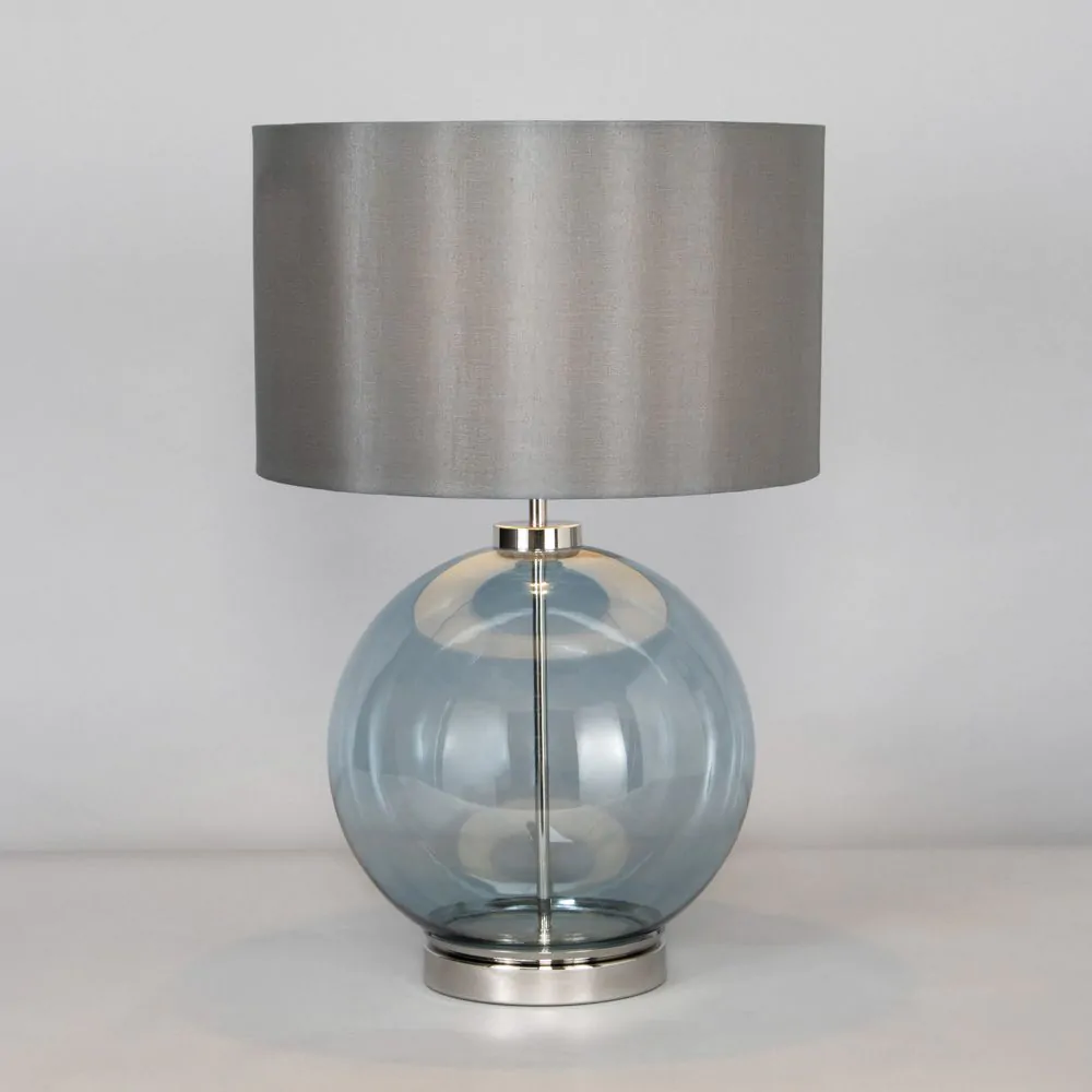 Metro Blue Glass Sphere Table Lamp, Nickel - Image 3