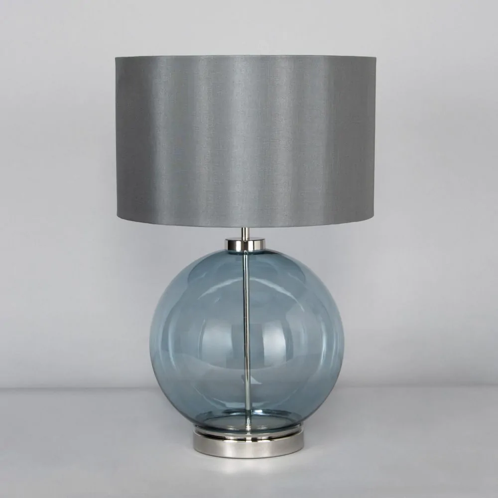 Metro Blue Glass Sphere Table Lamp, Nickel - Image 4