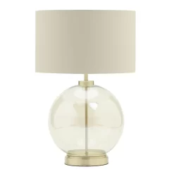 Metro Clear Glass Sphere Table Lamp, Satin Brass And Champagne