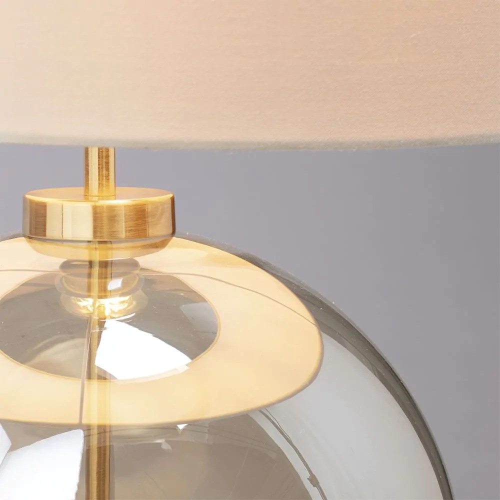 Metro Clear Glass Sphere Table Lamp, Satin Brass And Champagne - Image 5