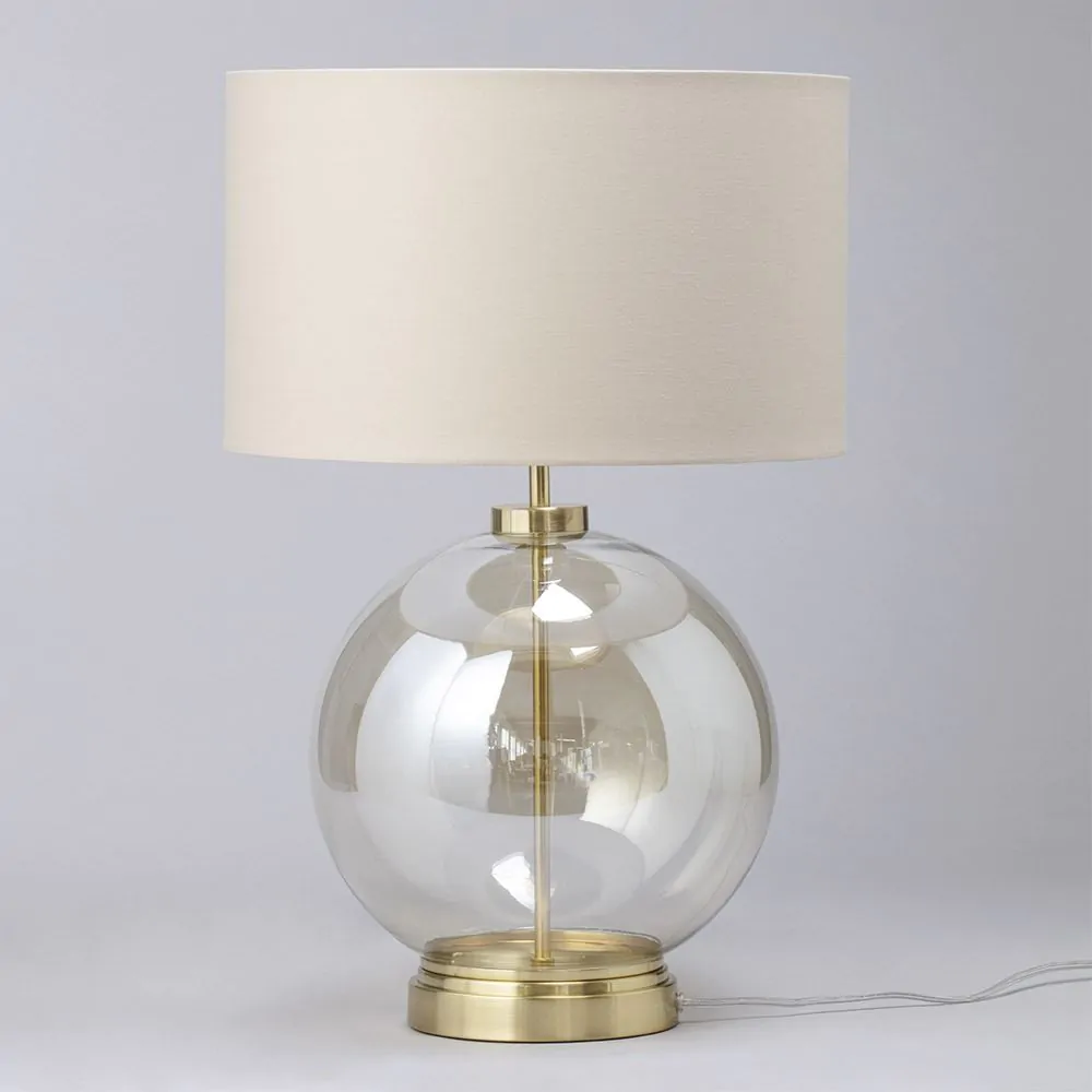 Metro Clear Glass Sphere Table Lamp, Satin Brass And Champagne - Image 4