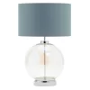 Metro Iridescent Glass Sphere Table Lamp, Nickel And Grey