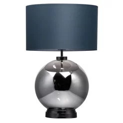 Metro Smoke Glass Sphere Table Lamp, Black Nickel And Dark Grey