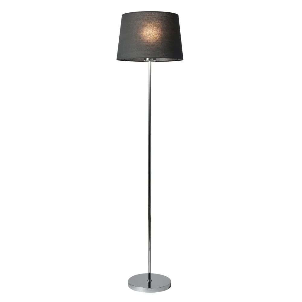 Mira Floor Lamp With Black Shade, Chrome - Image 3