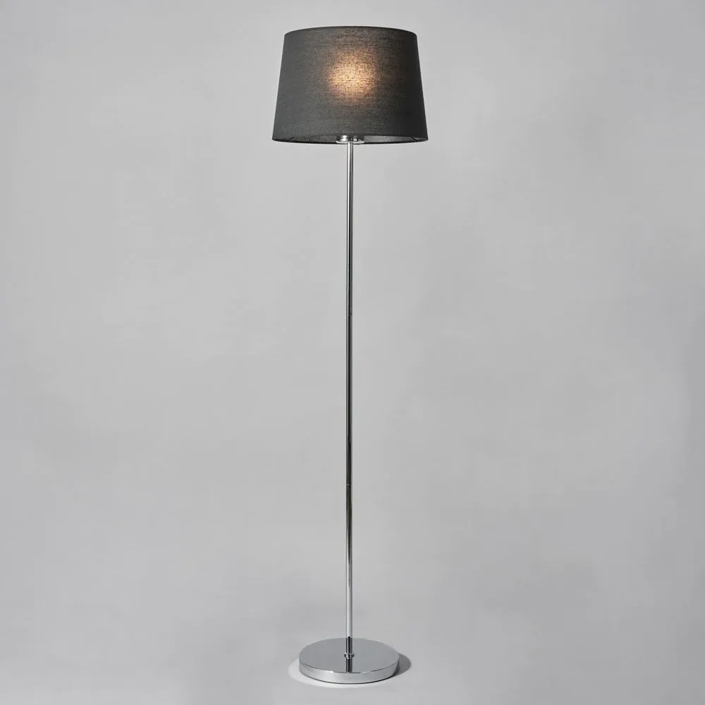 Mira Floor Lamp With Black Shade, Chrome - Image 4