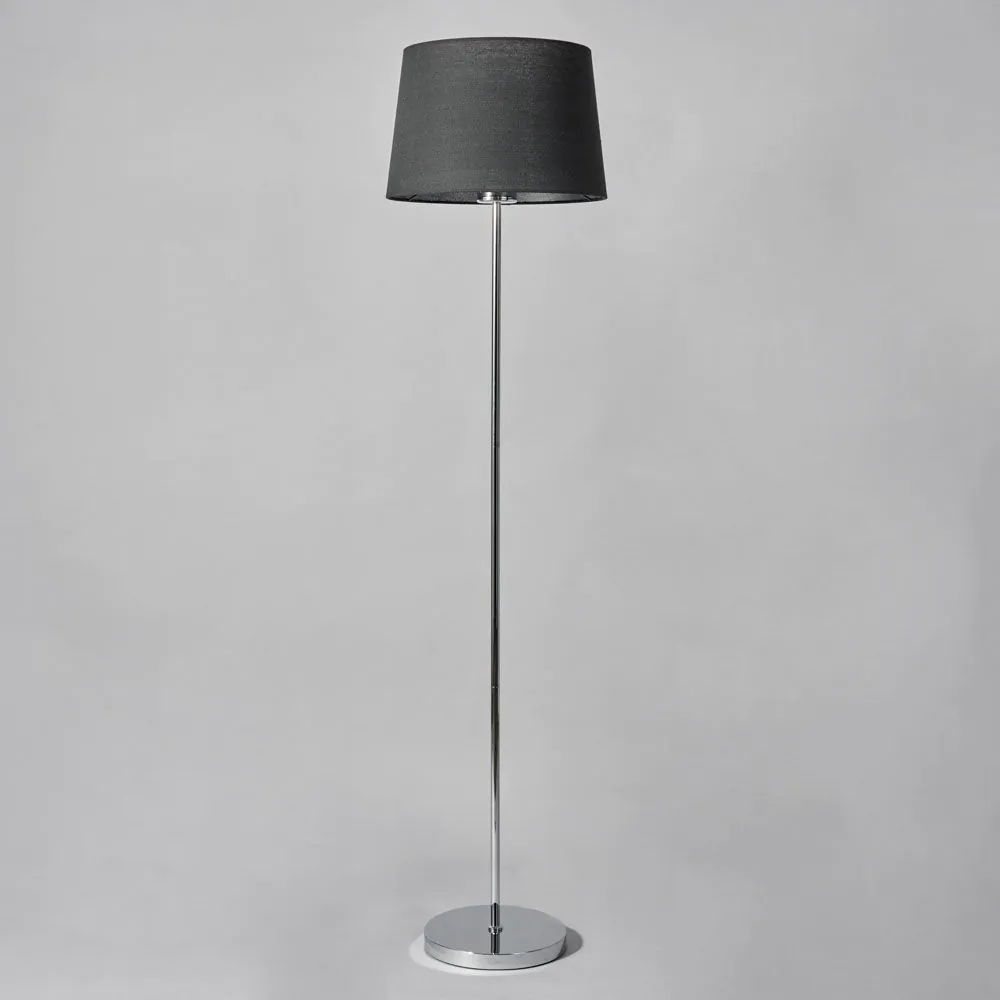 Mira Floor Lamp With Black Shade, Chrome - Image 5