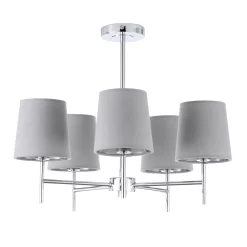 Mira Semi Flush Ceiling Light With Grey Shades, Chrome