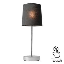 Mira Touch Table Lamp With Black Shade, Chrome