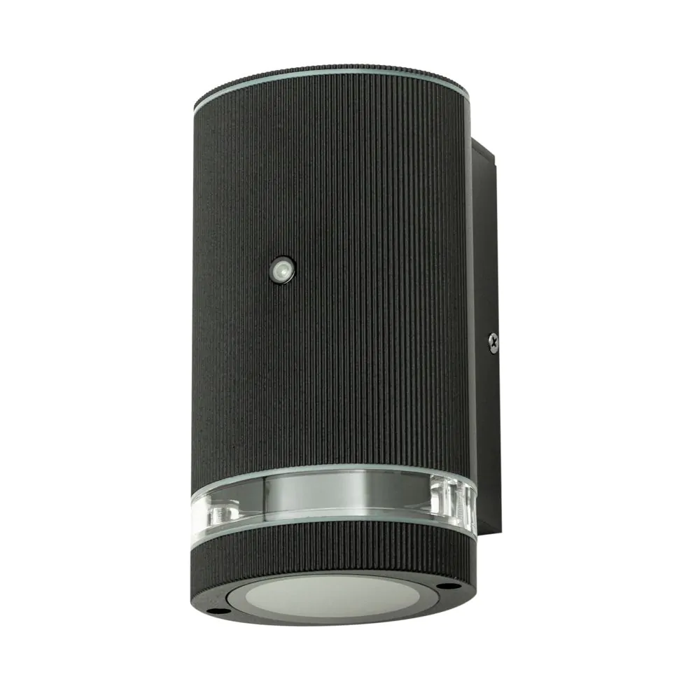 Murray Outdoor Cylinder Wall Light With Photocell, Black
