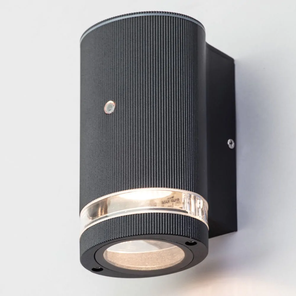 Murray Outdoor Cylinder Wall Light With Photocell, Black - Image 3