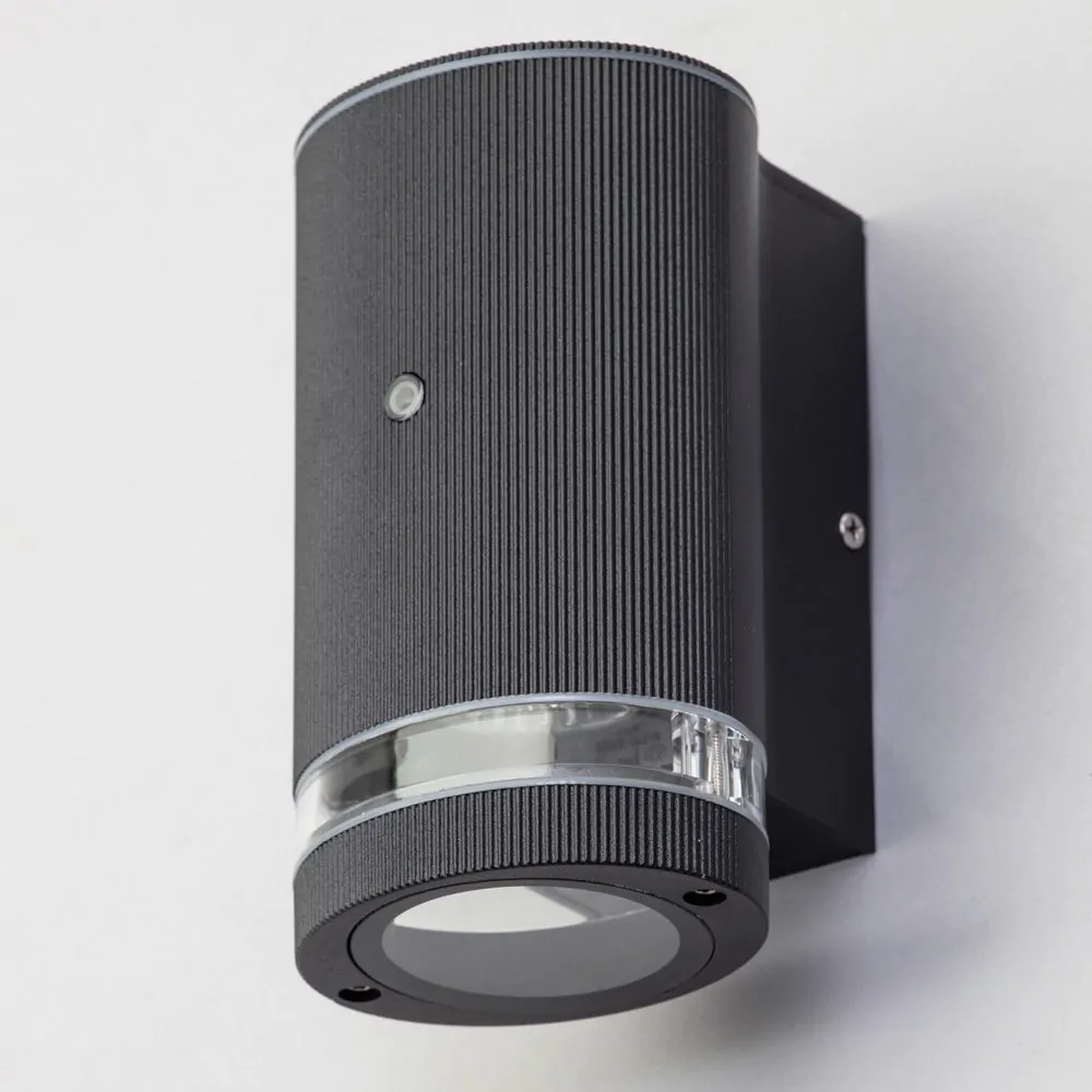 Murray Outdoor Cylinder Wall Light With Photocell, Black - Image 4