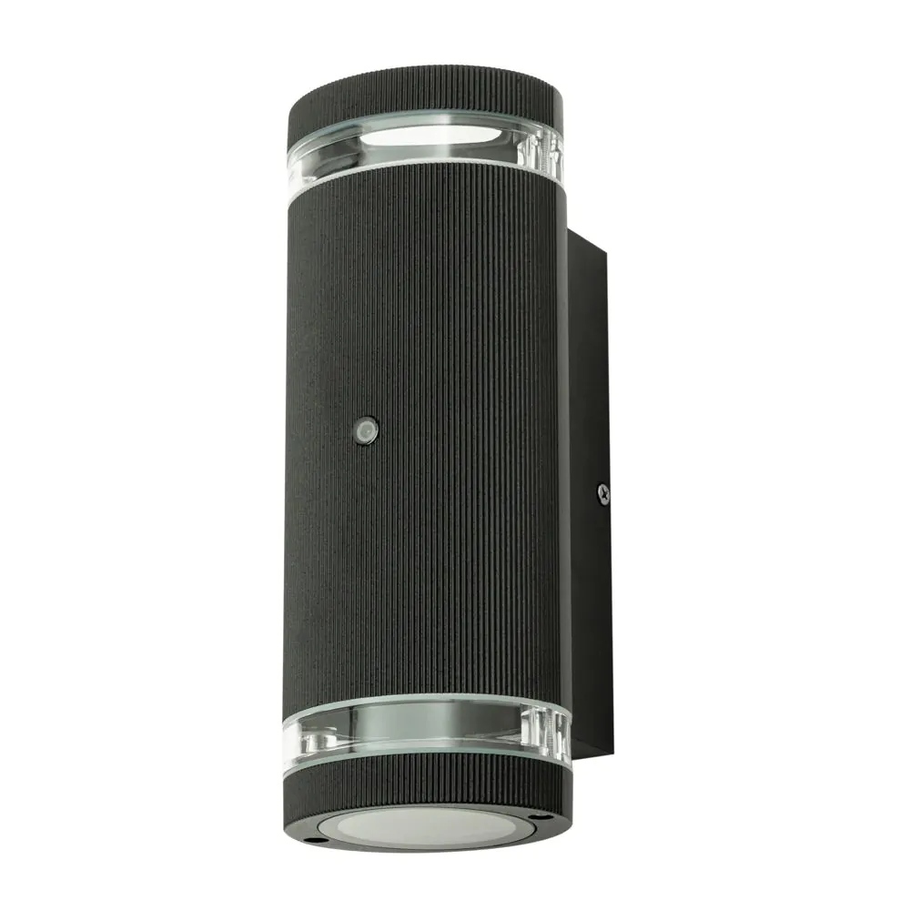 Murray Up And Down Outdoor Cylinder Wall Light With Photocell, Black