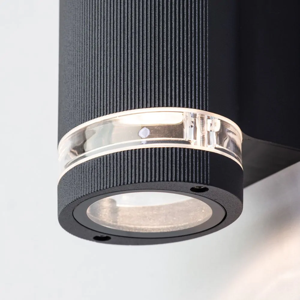 Murray Up And Down Outdoor Cylinder Wall Light With Photocell, Black - Image 5