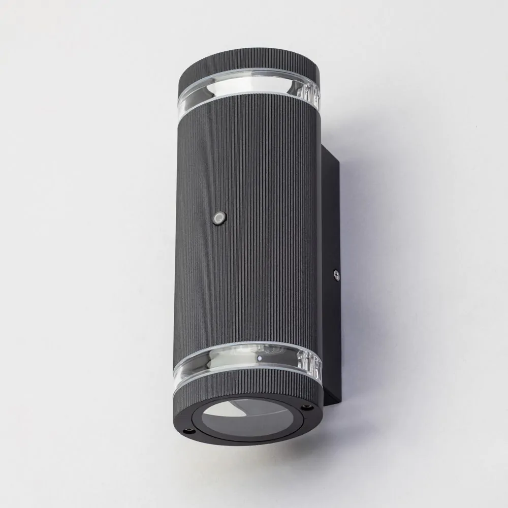 Murray Up And Down Outdoor Cylinder Wall Light With Photocell, Black - Image 4