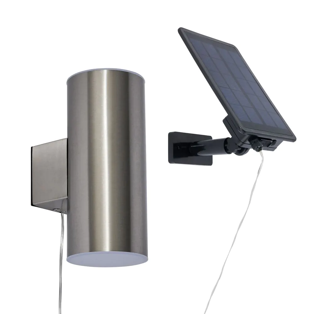 Namid LED Outdoor Solar Up And Down Wall Light, Stainless Steel - Image 7