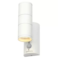 Stanley Neda Outdoor 2 Light Up & Down Wall Light With PIR Sensor, White