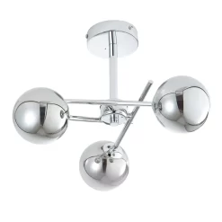 Nera Bathroom Cross Arm Semi Flush Ceiling Light, Chrome