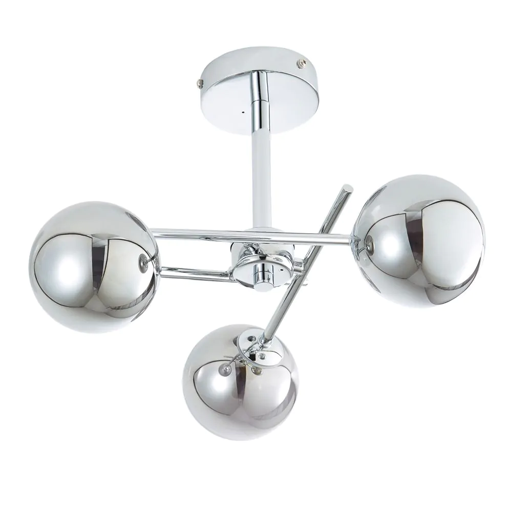 Nera Bathroom Cross Arm Semi Flush Ceiling Light, Chrome