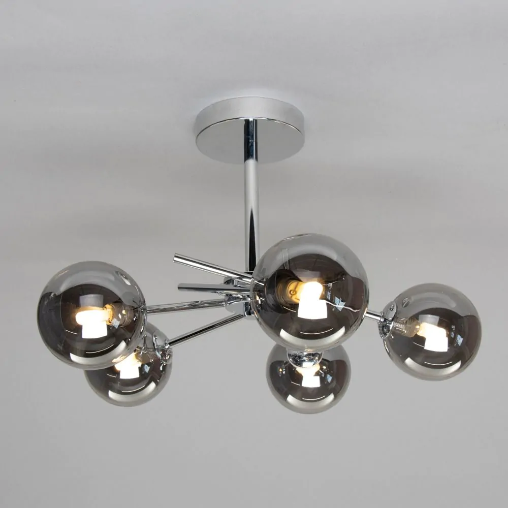 Nera Cross Arm Bathroom Semi Flush Ceiling Light, Chrome - Image 3