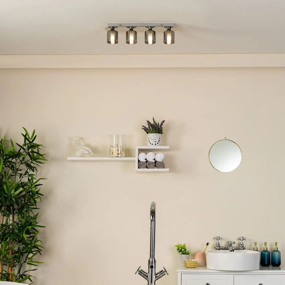 Noah Bathroom Flush Ceiling Bar, Chrome - Image 2