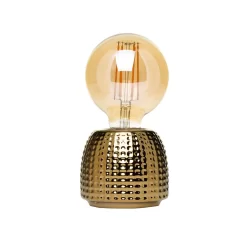 Oak Embossed Base Table Lamp, Gold