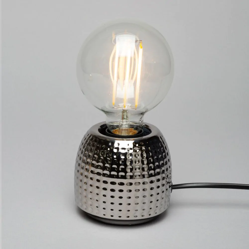 Oak Embossed Base Table Lamp, Satin Chrome - Image 3