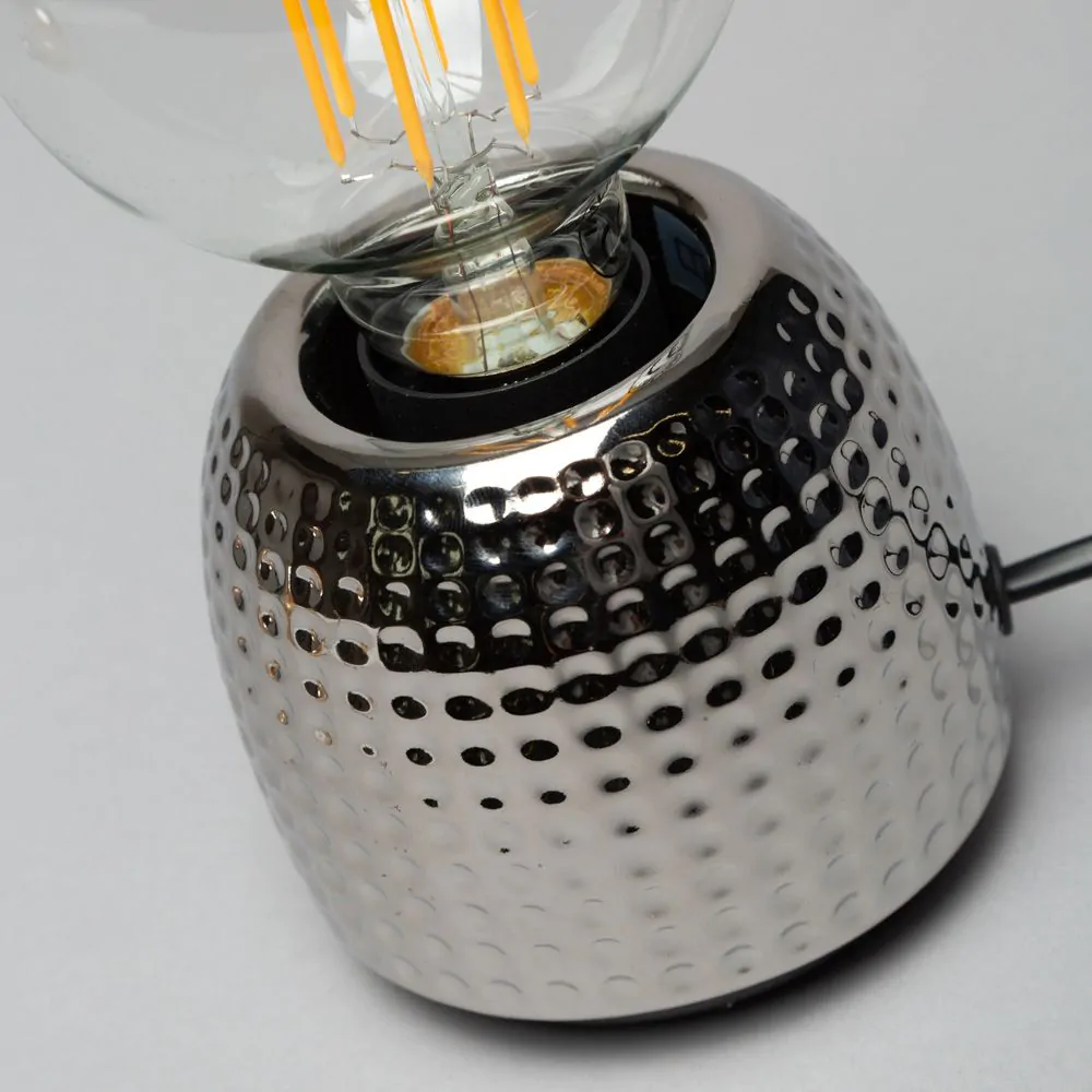 Oak Embossed Base Table Lamp, Satin Chrome - Image 5