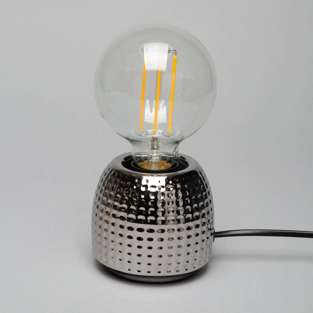 Oak Embossed Base Table Lamp, Satin Chrome - Image 4