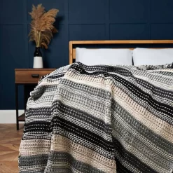 Ombre Knitted Throw, Grey