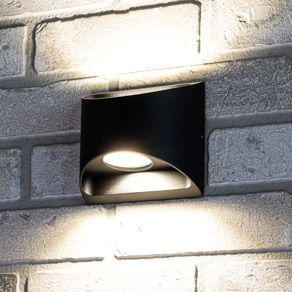 Oscar Outdoor LED Up And Down Wall Light, Black - Image 2