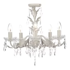 Paisley Flush Chandelier, Cream And Gold