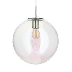 Petro Iridescent Glass Ceiling Pendant, Nickel