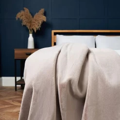 Plain Faux Fur Throw, Tan