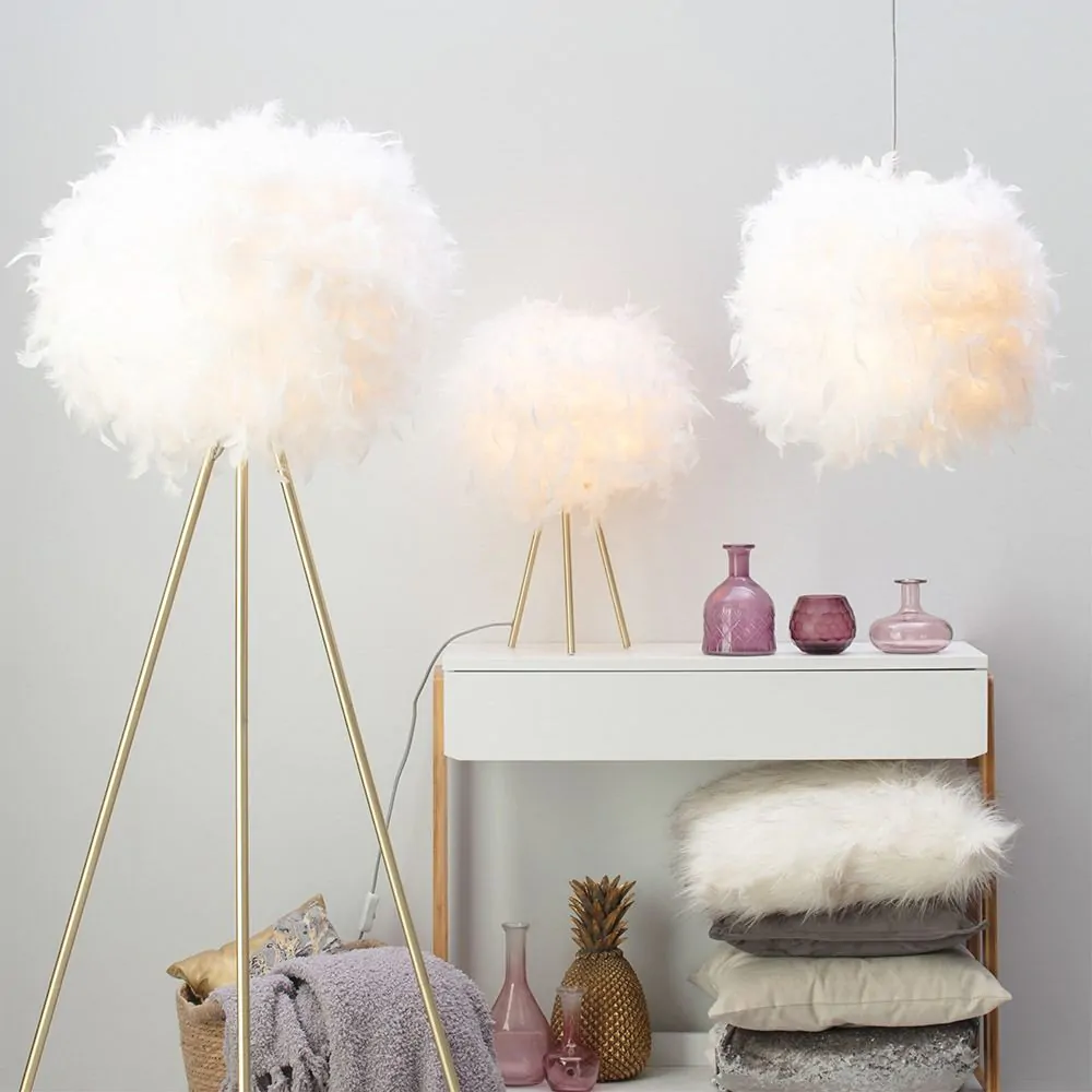 Plume Feather Tripod Table Lamp, Brass - Image 6