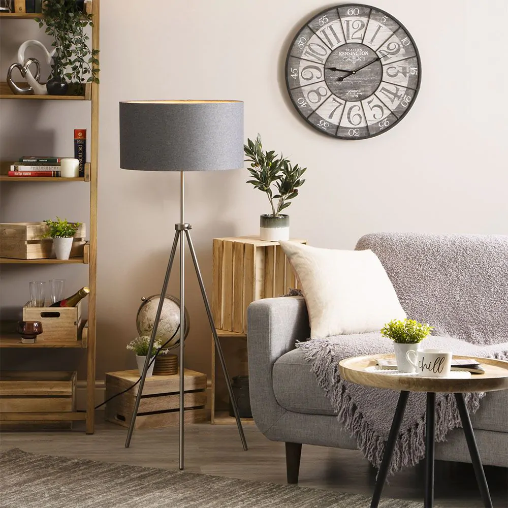 Pol Rise And Fall Tripod Floor Lamp, Brushed Steel - Image 2