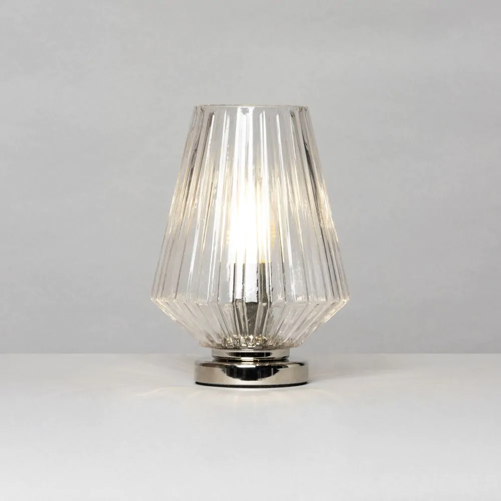 Poplar Small Vessel Table Lamp With Clear Shade, Chrome - Image 3