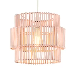 Rattan Double Cylinder Easyfit Shade, Matte Pink