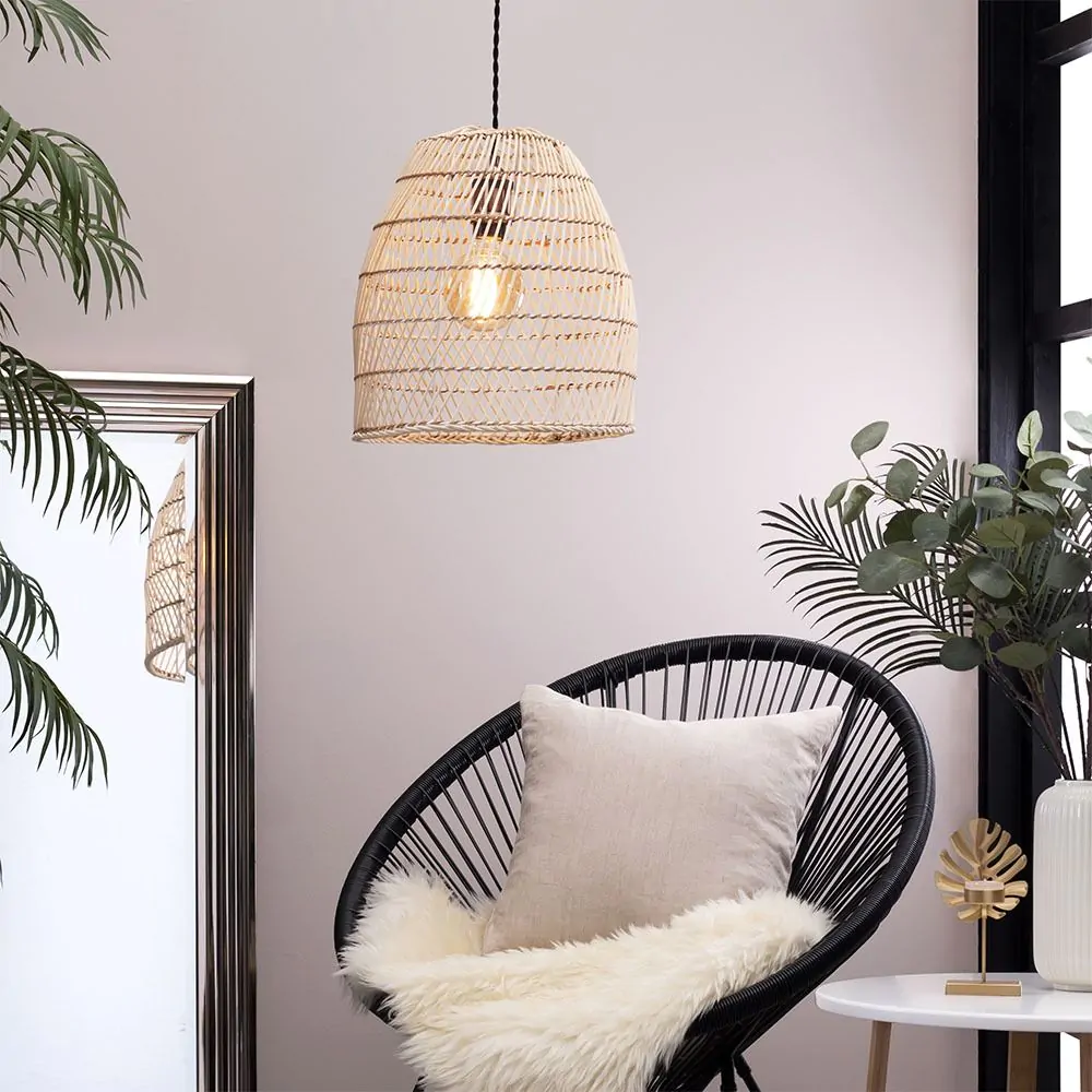 Rattan Tall Dome Easyfit Shade, Bleached Natural - Image 2