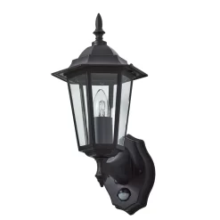 Reeta Outdoor Lantern Wall Light With PIR Sensor, Black