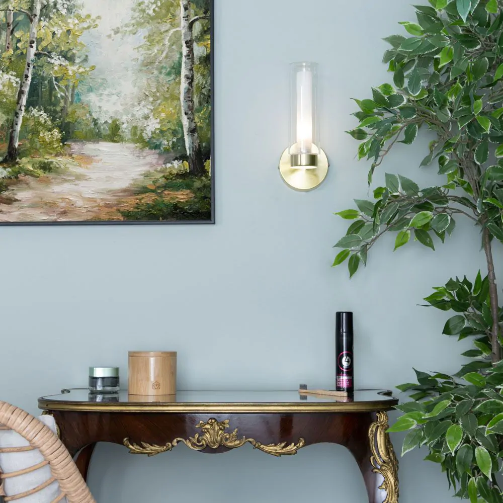 Riona Bathroom Wall Light, Satin Brass - Image 2