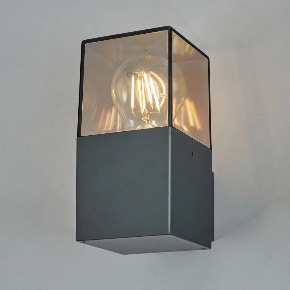 Rome Outdoor Square Up Wall Light With Smoked Shade, Grey - Image 3